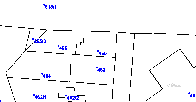 Parcela st. 465 v KÚ Zličín, Katastrální mapa