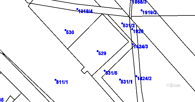 Parcela st. 529 v KÚ Zličín, Katastrální mapa