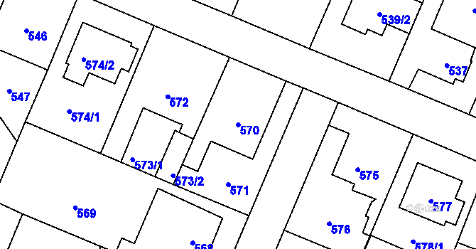 Parcela st. 570 v KÚ Zličín, Katastrální mapa