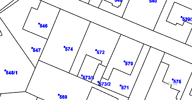 Parcela st. 572 v KÚ Zličín, Katastrální mapa