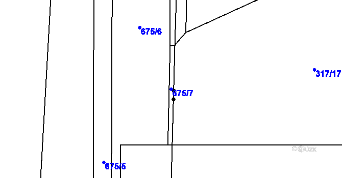 Parcela st. 675/7 v KÚ Zličín, Katastrální mapa