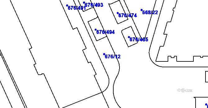 Parcela st. 676/12 v KÚ Zličín, Katastrální mapa