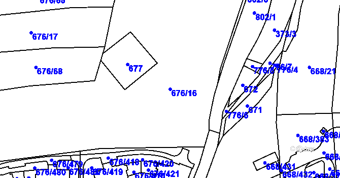 Parcela st. 676/16 v KÚ Zličín, Katastrální mapa