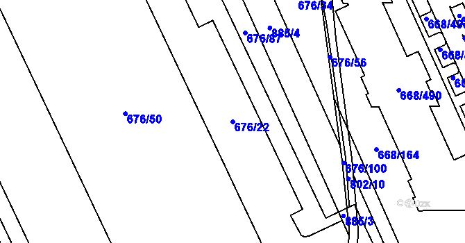 Parcela st. 676/22 v KÚ Zličín, Katastrální mapa