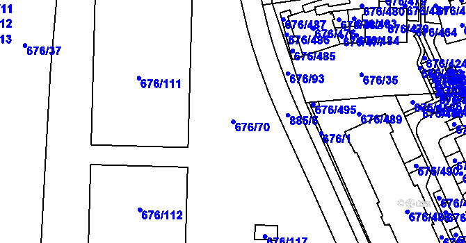 Parcela st. 676/70 v KÚ Zličín, Katastrální mapa