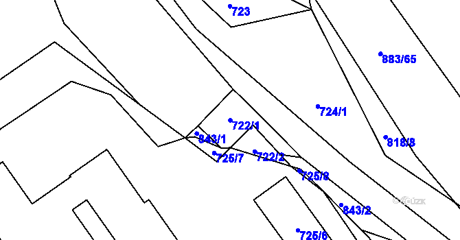 Parcela st. 722/1 v KÚ Zličín, Katastrální mapa