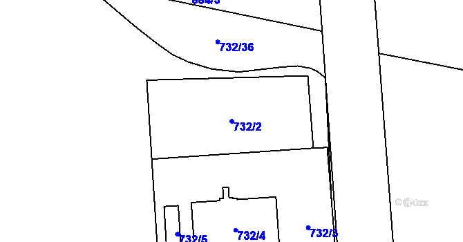 Parcela st. 732/2 v KÚ Zličín, Katastrální mapa