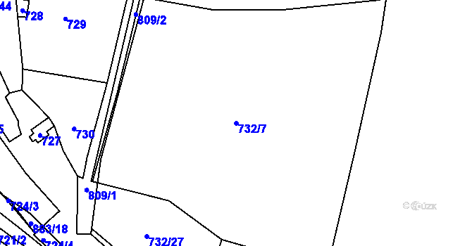 Parcela st. 732/7 v KÚ Zličín, Katastrální mapa