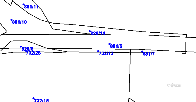 Parcela st. 732/13 v KÚ Zličín, Katastrální mapa