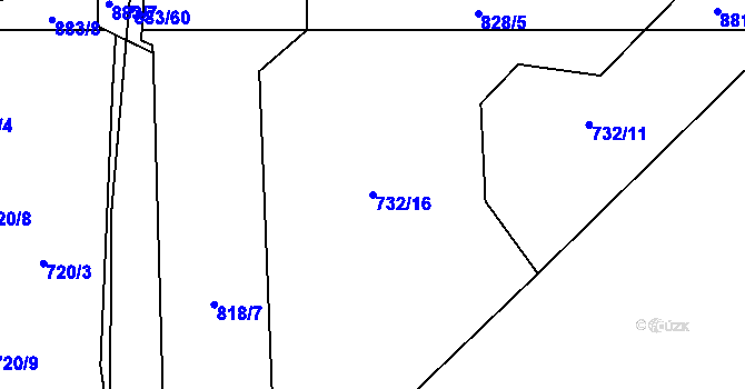 Parcela st. 732/16 v KÚ Zličín, Katastrální mapa