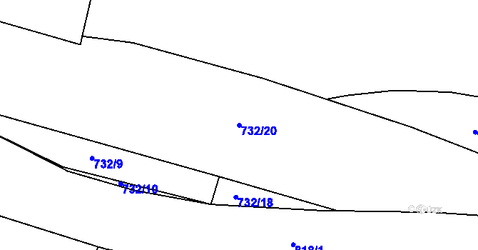 Parcela st. 732/20 v KÚ Zličín, Katastrální mapa