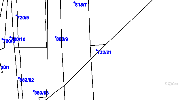 Parcela st. 732/21 v KÚ Zličín, Katastrální mapa