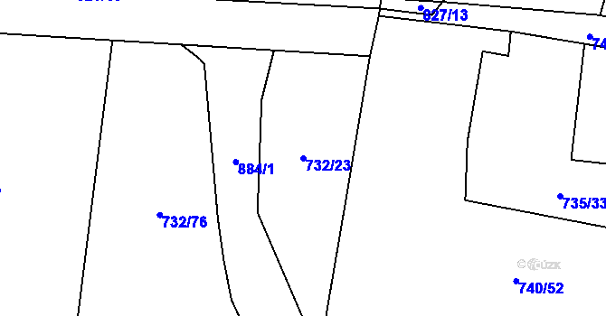 Parcela st. 732/23 v KÚ Zličín, Katastrální mapa