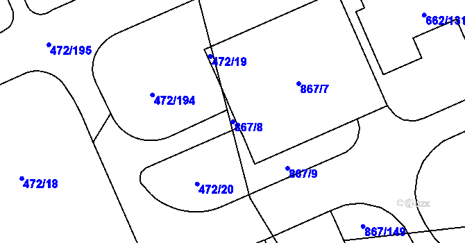 Parcela st. 867/8 v KÚ Zličín, Katastrální mapa