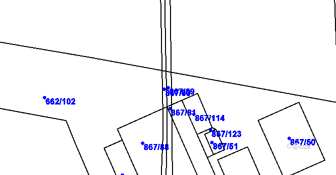Parcela st. 867/59 v KÚ Zličín, Katastrální mapa