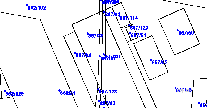 Parcela st. 867/86 v KÚ Zličín, Katastrální mapa