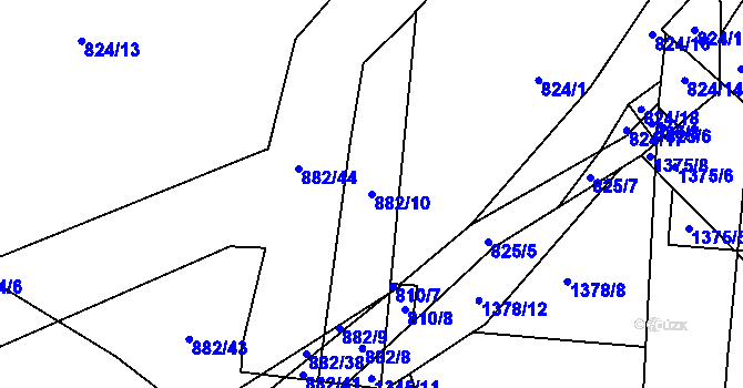 Parcela st. 882/10 v KÚ Zličín, Katastrální mapa