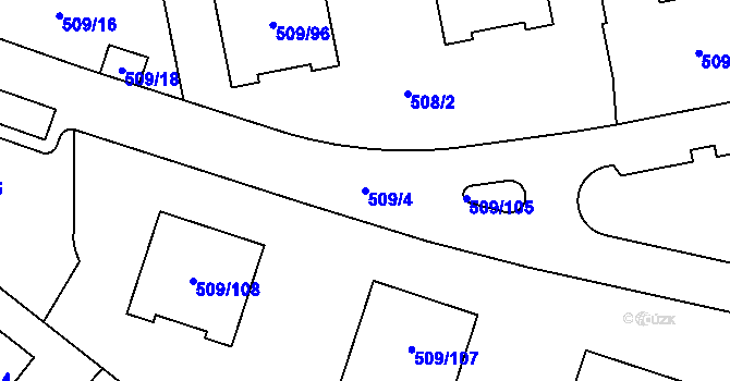 Parcela st. 509/4 v KÚ Zličín, Katastrální mapa