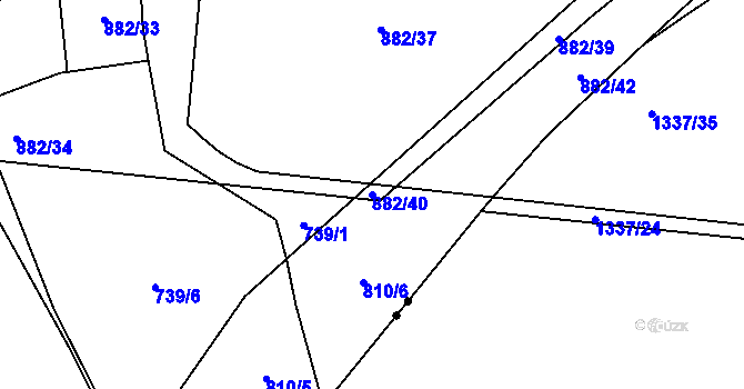 Parcela st. 882/40 v KÚ Zličín, Katastrální mapa