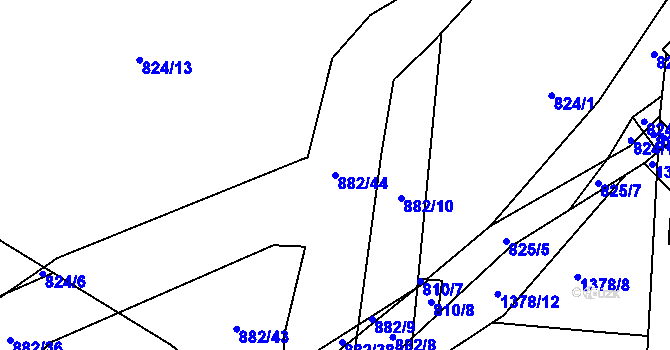 Parcela st. 882/44 v KÚ Zličín, Katastrální mapa