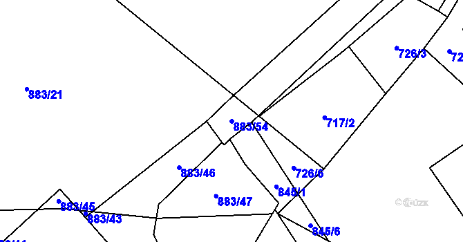 Parcela st. 883/54 v KÚ Zličín, Katastrální mapa