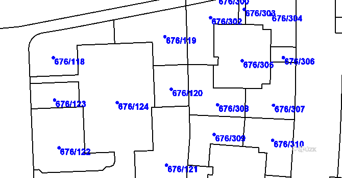 Parcela st. 676/120 v KÚ Zličín, Katastrální mapa