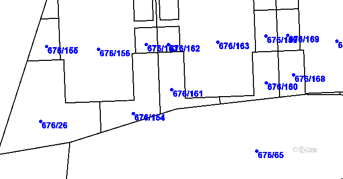 Parcela st. 676/161 v KÚ Zličín, Katastrální mapa