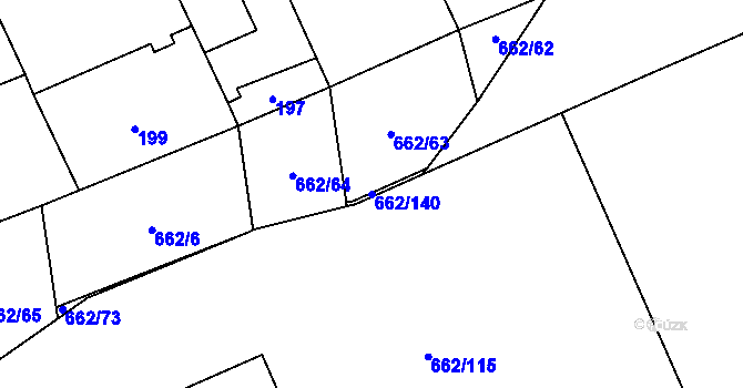 Parcela st. 662/140 v KÚ Zličín, Katastrální mapa