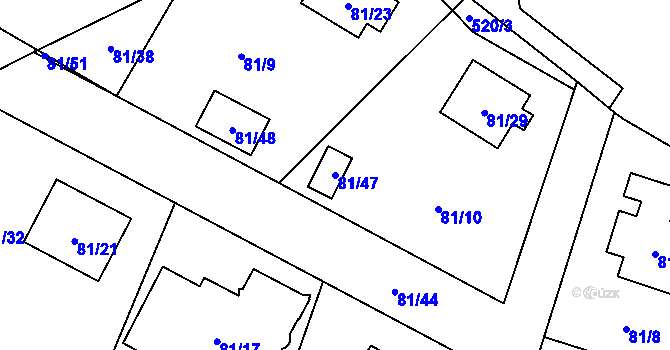 Parcela st. 81/47 v KÚ Zličín, Katastrální mapa