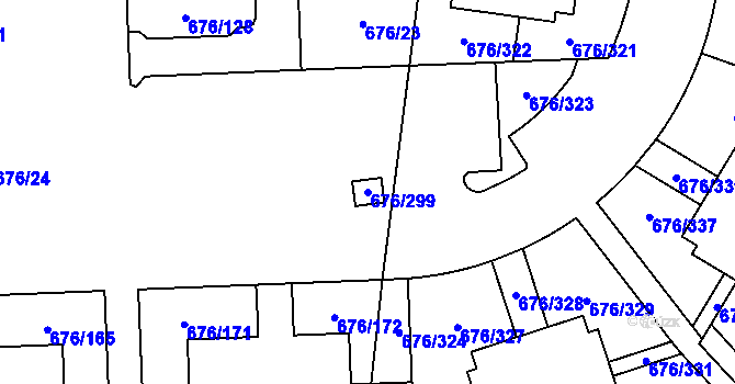 Parcela st. 676/299 v KÚ Zličín, Katastrální mapa