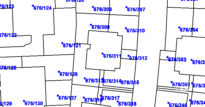 Parcela st. 676/311 v KÚ Zličín, Katastrální mapa