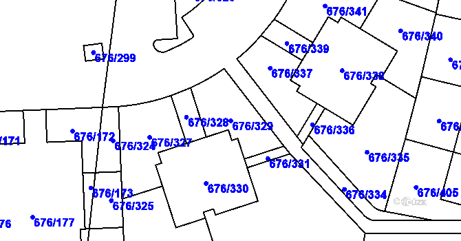 Parcela st. 676/329 v KÚ Zličín, Katastrální mapa
