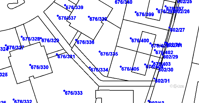 Parcela st. 676/335 v KÚ Zličín, Katastrální mapa