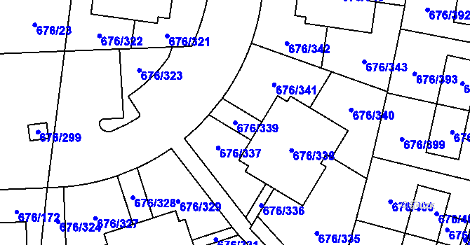 Parcela st. 676/339 v KÚ Zličín, Katastrální mapa