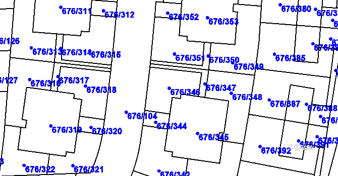 Parcela st. 676/346 v KÚ Zličín, Katastrální mapa