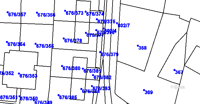 Parcela st. 676/379 v KÚ Zličín, Katastrální mapa