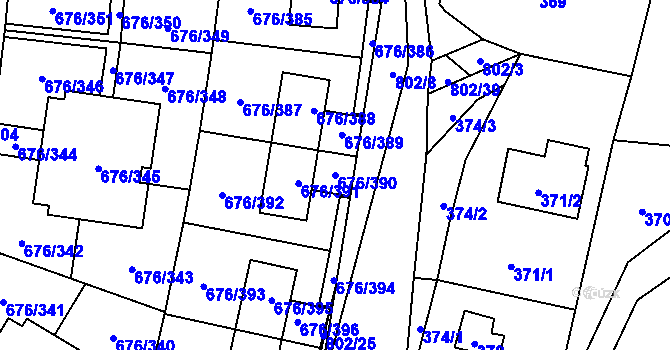 Parcela st. 676/390 v KÚ Zličín, Katastrální mapa