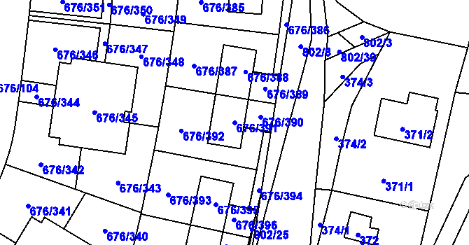 Parcela st. 676/391 v KÚ Zličín, Katastrální mapa