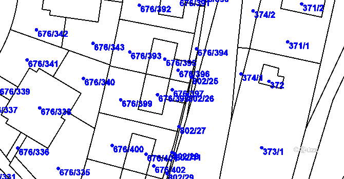 Parcela st. 676/397 v KÚ Zličín, Katastrální mapa