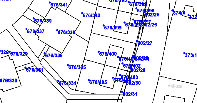 Parcela st. 676/400 v KÚ Zličín, Katastrální mapa