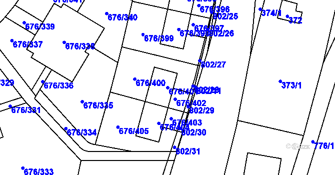 Parcela st. 676/401 v KÚ Zličín, Katastrální mapa