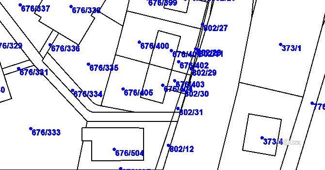 Parcela st. 676/404 v KÚ Zličín, Katastrální mapa