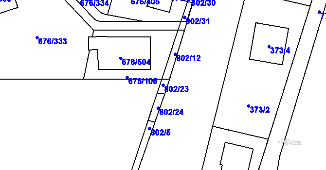 Parcela st. 802/23 v KÚ Zličín, Katastrální mapa