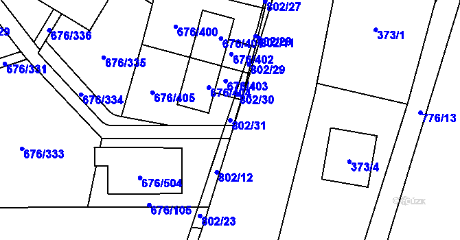 Parcela st. 802/31 v KÚ Zličín, Katastrální mapa