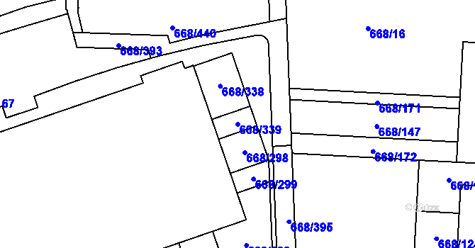 Parcela st. 668/339 v KÚ Zličín, Katastrální mapa