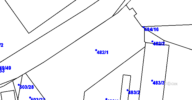 Parcela st. 482/1 v KÚ Zličín, Katastrální mapa