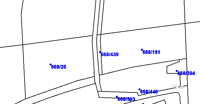 Parcela st. 668/439 v KÚ Zličín, Katastrální mapa