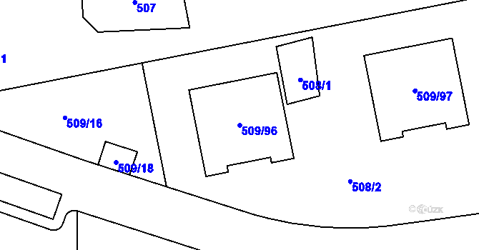 Parcela st. 509/96 v KÚ Zličín, Katastrální mapa