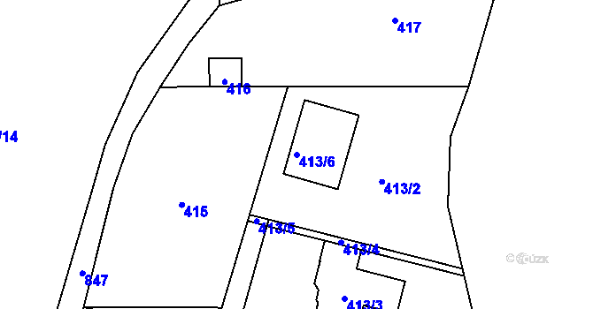 Parcela st. 413/6 v KÚ Zličín, Katastrální mapa