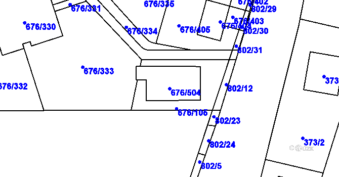 Parcela st. 676/504 v KÚ Zličín, Katastrální mapa